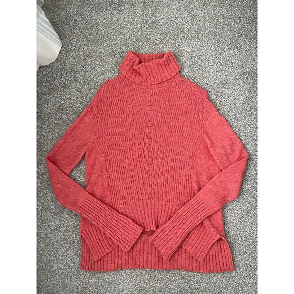 Anthropologie Moth Turtleneck Sweater Coral Boho Chunky Oversized Cozy XS - Picture 2 of 15